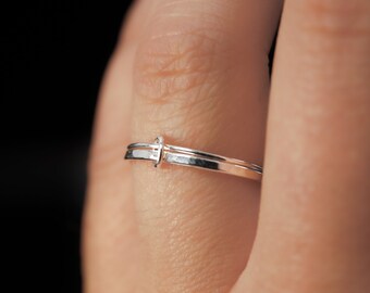 Link Ring, Set of 2 Rings With 1 Link, Sterling Silver