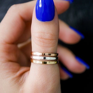 Extra dickes gemischtes Metallring-Set, Daumenringe | Gold-Silber und Rose | Handgemachter Ring, gehämmert und stapelbar