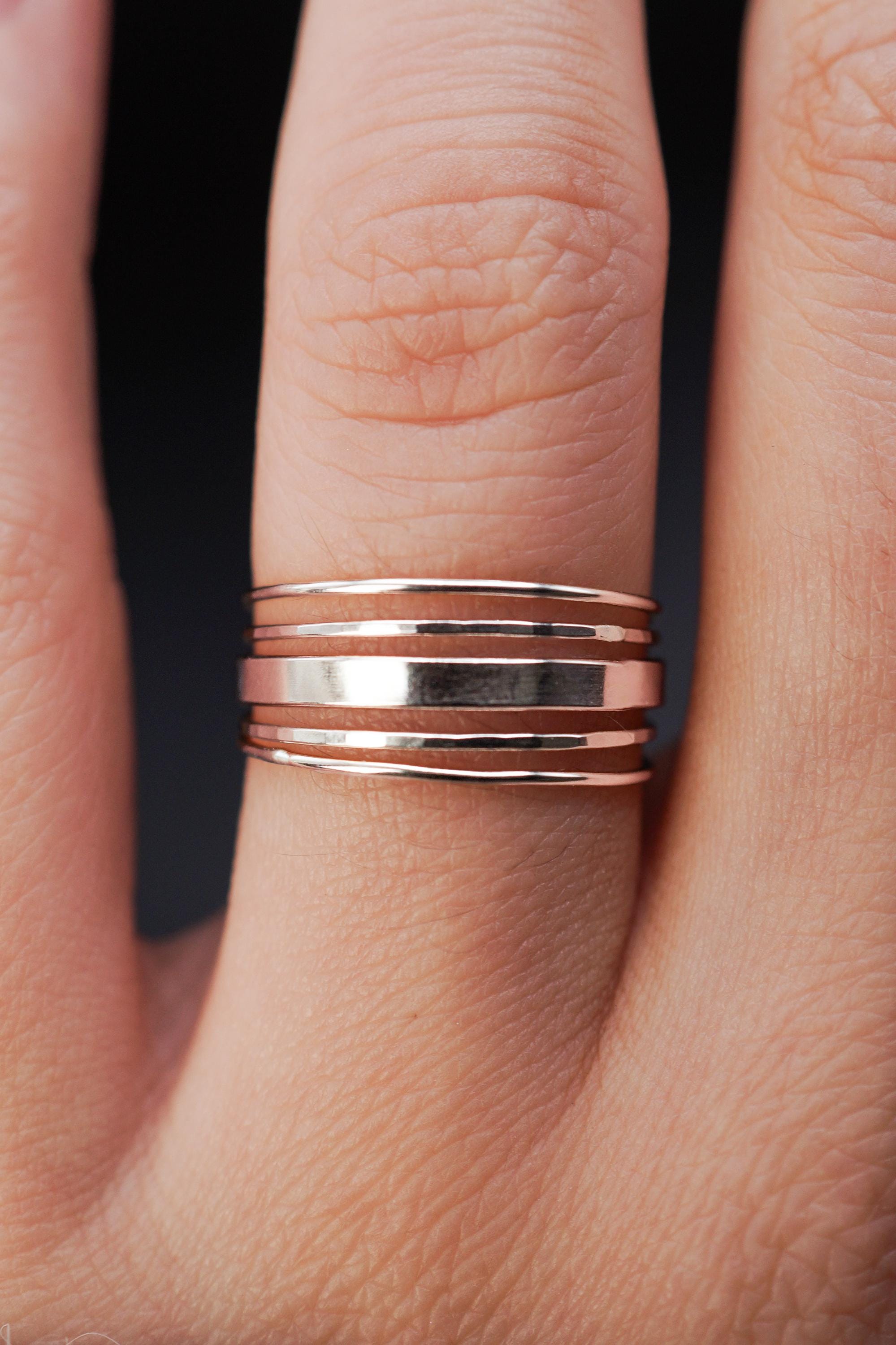 Stack Rings Minimalise The Minimal Mirrored Set of 5 Stacking Rings | Gold Fill, Rose or ...