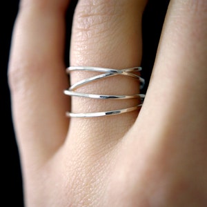 Large Wraparound ring, in 925 Sterling Silver, wrapped criss cross ring, woven ring, infinity, intertwined, overlapping, statement ring image 1