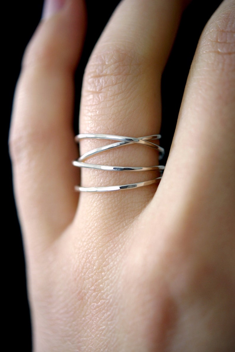 Large Wraparound ring, in 925 Sterling Silver, wrapped criss cross ring, woven ring, infinity, intertwined, overlapping, statement ring image 1