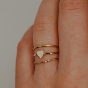 Heart Set of 3 Stacking Rings, 14K Gold Fill | heart ring, thin twist, medium thick, stackers, stacking rings, gold fill rings, yellow gold