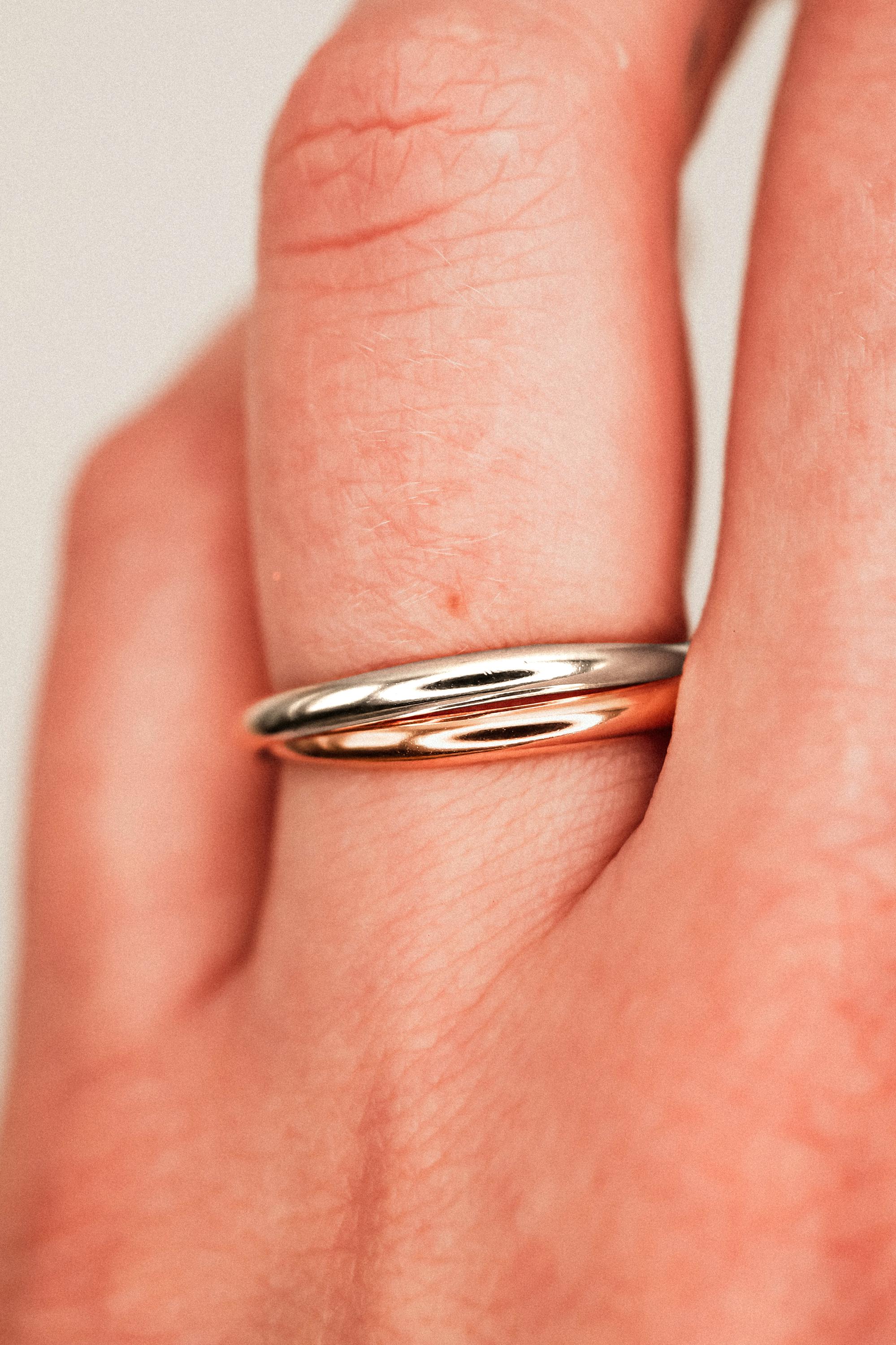 Thick Interlocking Set of 2 Rings in Mixed Metal (rose Gold Fill ...