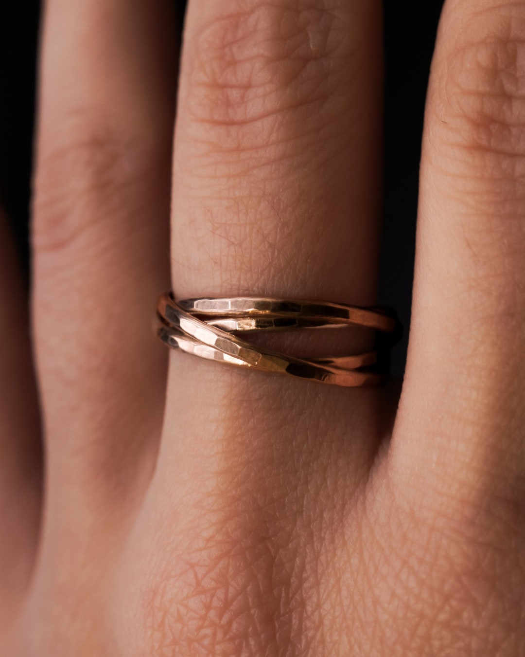 Thin Interlocking Set of 4 Rings Rose Gold, Gold Fill, or Silver ...