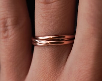 Thin Interlocking Set of 3 Rings in Gold, Rose Gold or Silver, interlocking ring, rolling ring, gold infinity ring, wedding ring, gold ring