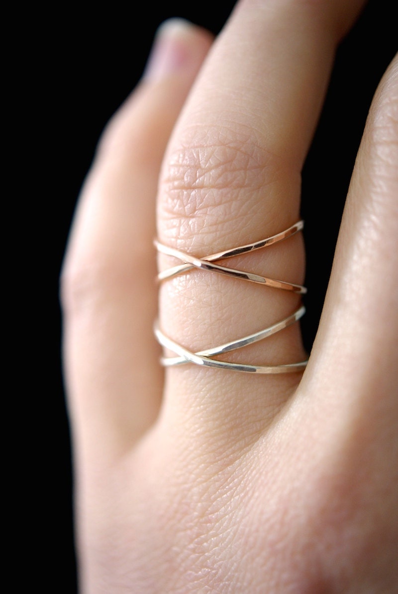 SOLID 14K Rose Gold X Ring Rose Gold Criss Cross Ring 14k Etsy