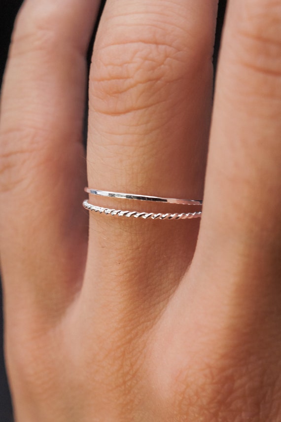 Stackable Thin Twisted Band Ring Sterling Silver Stackable Thin Twisted Band Ring Sterling Silver