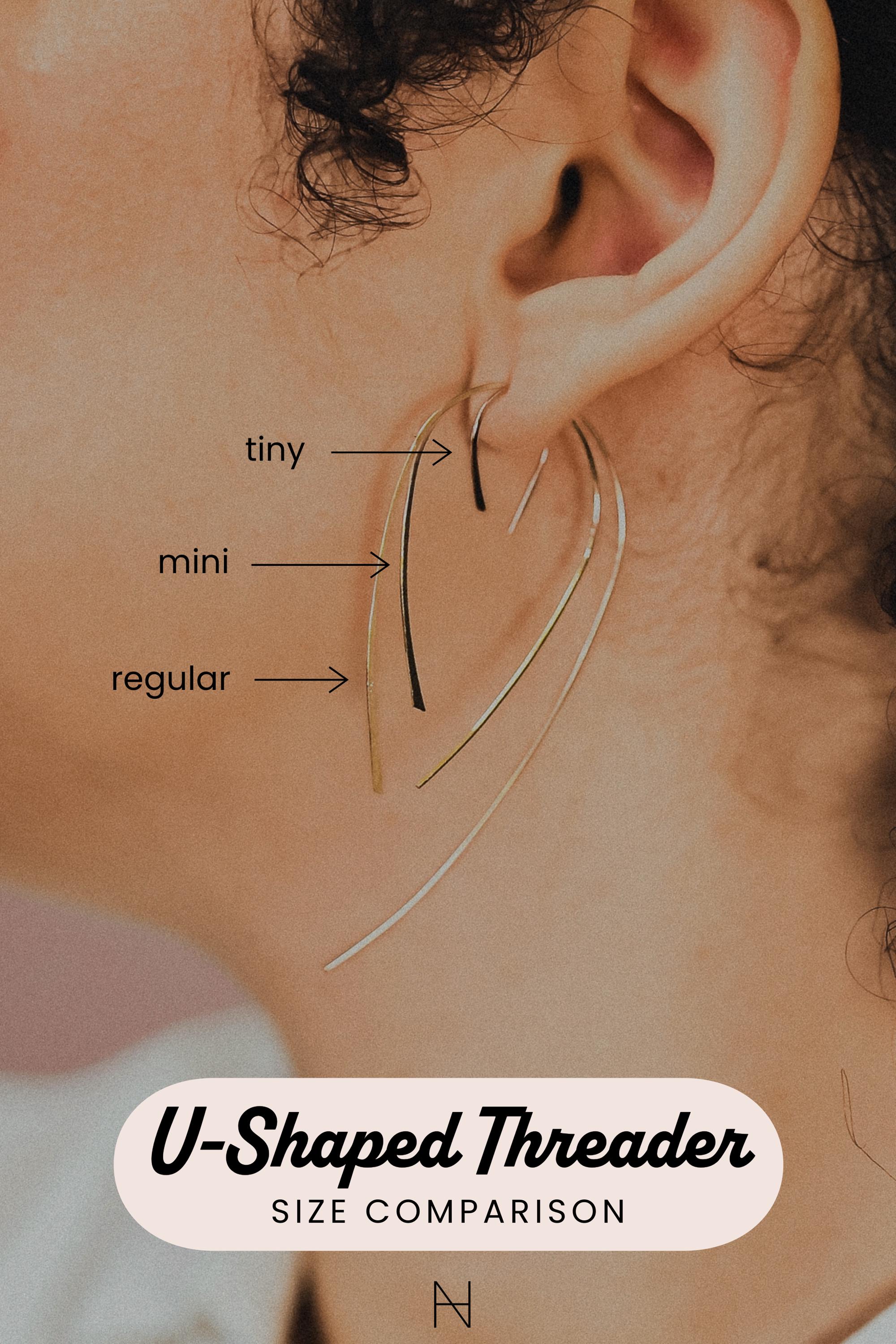 SOLID U Shaped Threader Hoops in 14K Gold, Rose Gold or 14K White Gold ...