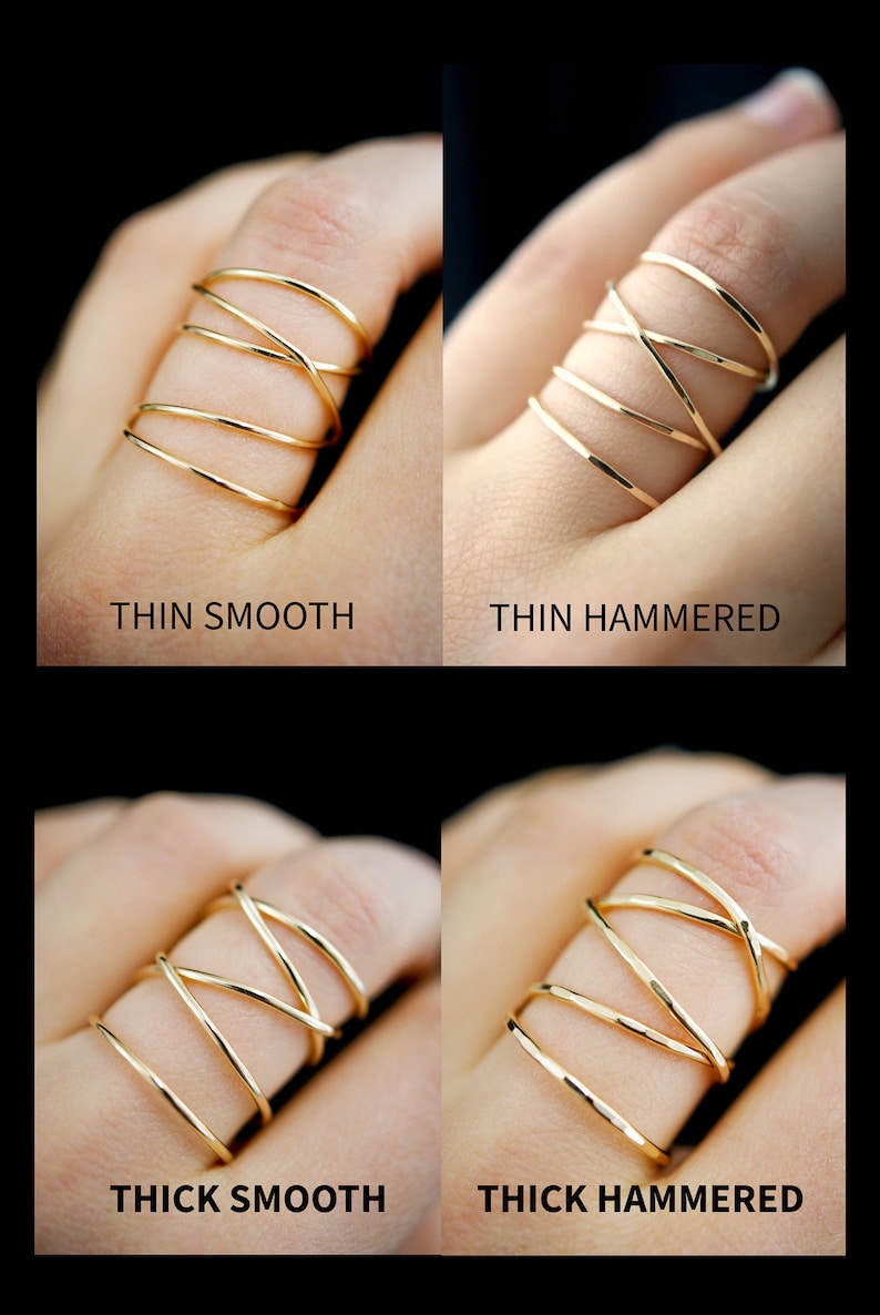 Extra Large Gold Wrap Ring, 14k gold fill wraparound ring, wrapped criss cross ring, woven ring, infinity, intertwined, overlapping, texture image 9