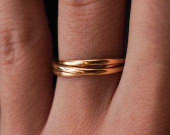 Thin Interlocking Set of 3 Rings in Gold, Rose Gold or Silver, interlocking ring, rolling ring, gold infinity ring, wedding ring, gold ring