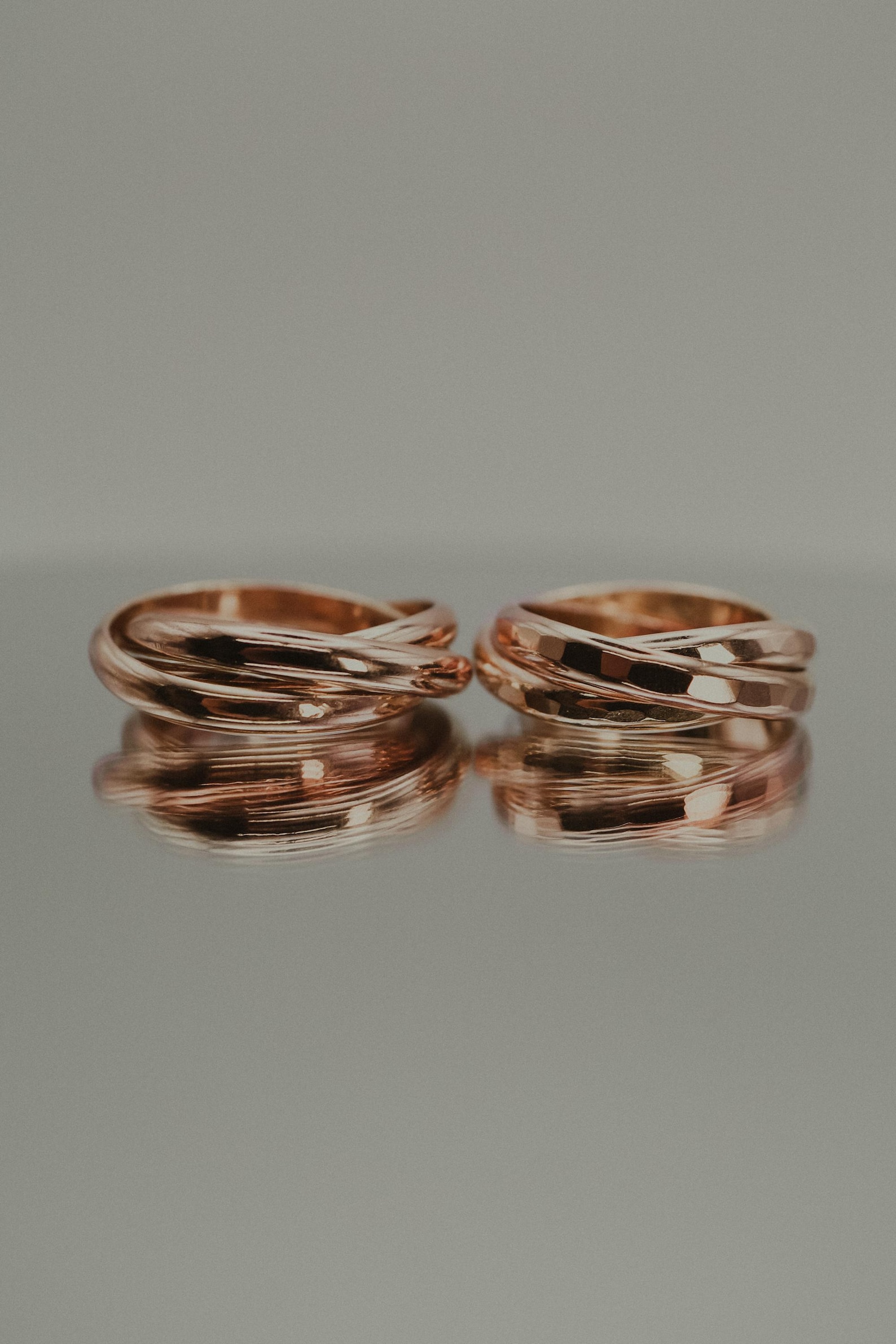Chunky Interlocking Ring | Gold, Rose, Silver or Mixed | Set of 3 Bands ...
