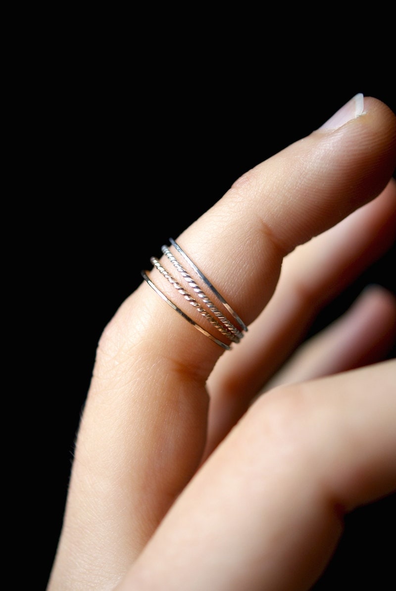 Ultra Thin Gold Stacking Ring, Super Skinny, Slender, Extra Thin