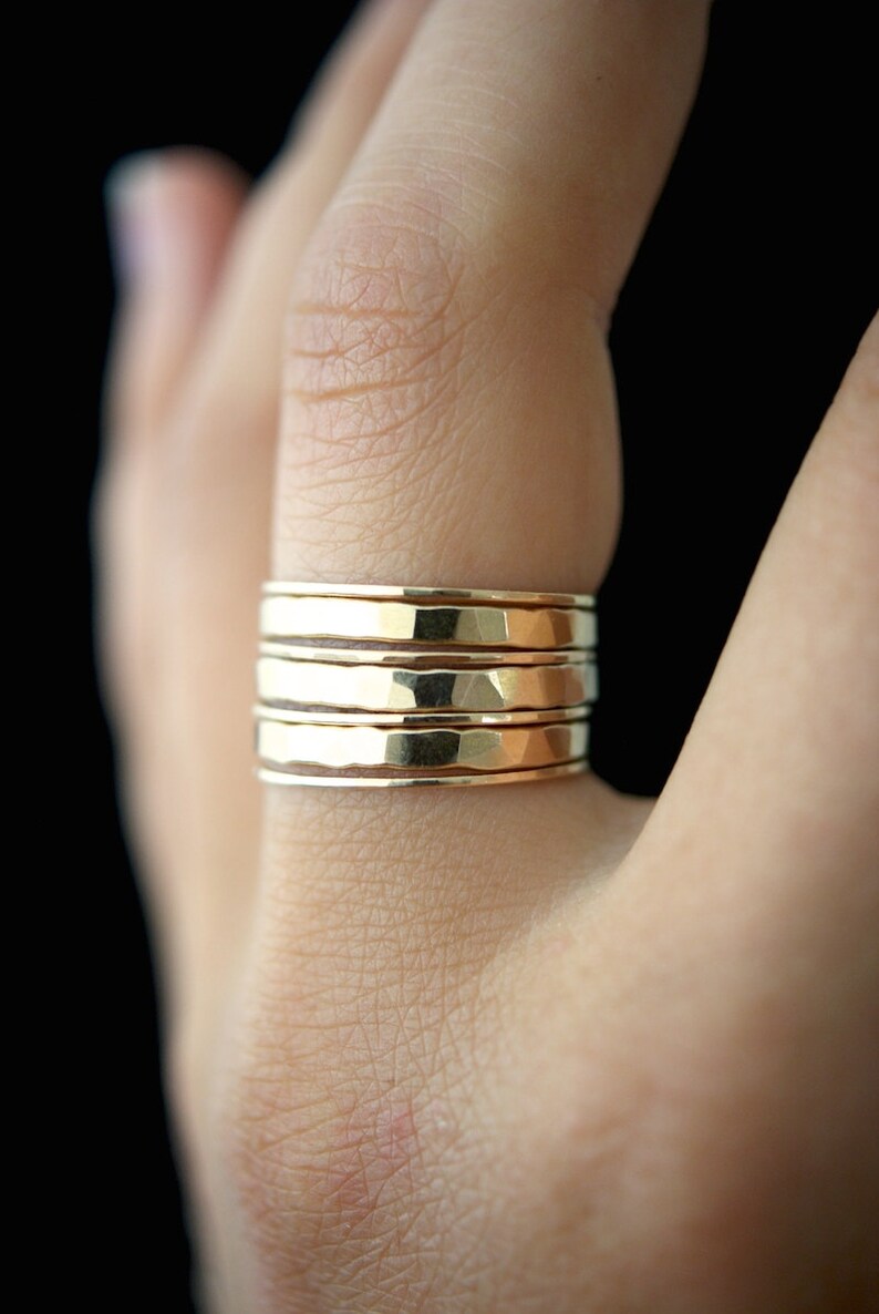 Gold Stacking Rings Set of 7 14k Gold Fill Stackable Ring Etsy