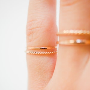 Dainty Rose Gold Stacking Ring Sets, Ultra Thin, Twist Rings, Stacked Sets, Styled, Minimalist Stacking rings, Gold-Filled, Unisex, Textured image 5