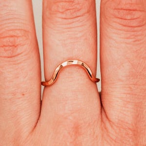 Arc Ring in 14k Rose Gold Fill: V-Shape Chevron Stacking Ring, Hammered or Smooth