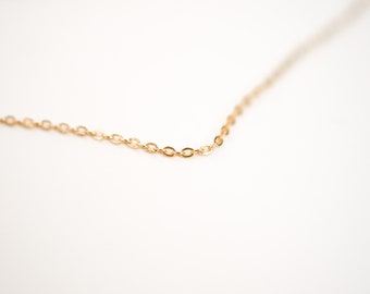SOLID Delicate Thin Cable Chain Necklace in 14K Gold, minimalist, choker, layering, dainty, link