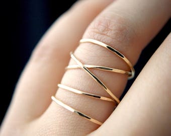 Extra Large Gold Wrap Ring, 14k gold fill wraparound ring, wrapped criss cross ring, woven ring, infinity, intertwined, overlapping, texture