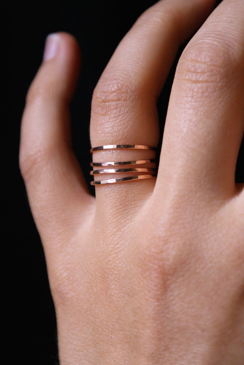 Rose Gold Stacking Rings Set of 4 Rose Gold Fill Stack Ring - Etsy