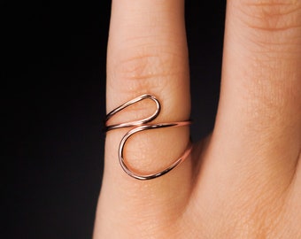 Asymmetrical Cuff Ring | 14K Gold Fill, Rose Gold, Sterling Silver | open reversible adjustable organic ring thumb midi
