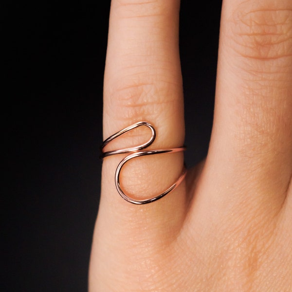 Asymmetrical Cuff Ring | 14K Gold Fill, Rose Gold, Sterling Silver | open reversible adjustable organic ring thumb midi