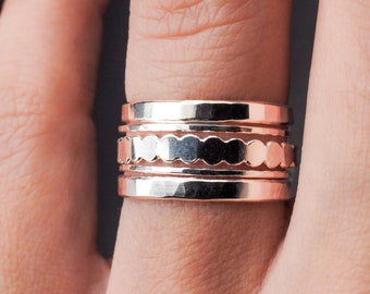 The Ultimate Bead-stapelringenset | Goudvulling, roségoud of zilver | gestapelde set, gestapeld, 14k gouden ringenpakket, extra dik en ultradun