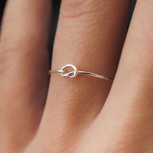 Open Knot Ring, Sterling Silver, delicate ring, silver knot ring, silver stacking ring, delicate knot, bridesmaid, thick or thin, pretzel image 1