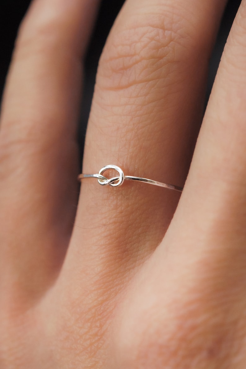 Open Knot Ring, Sterling Silver, delicate ring, silver knot ring, silver stacking ring, delicate knot, bridesmaid, thick or thin, pretzel image 1