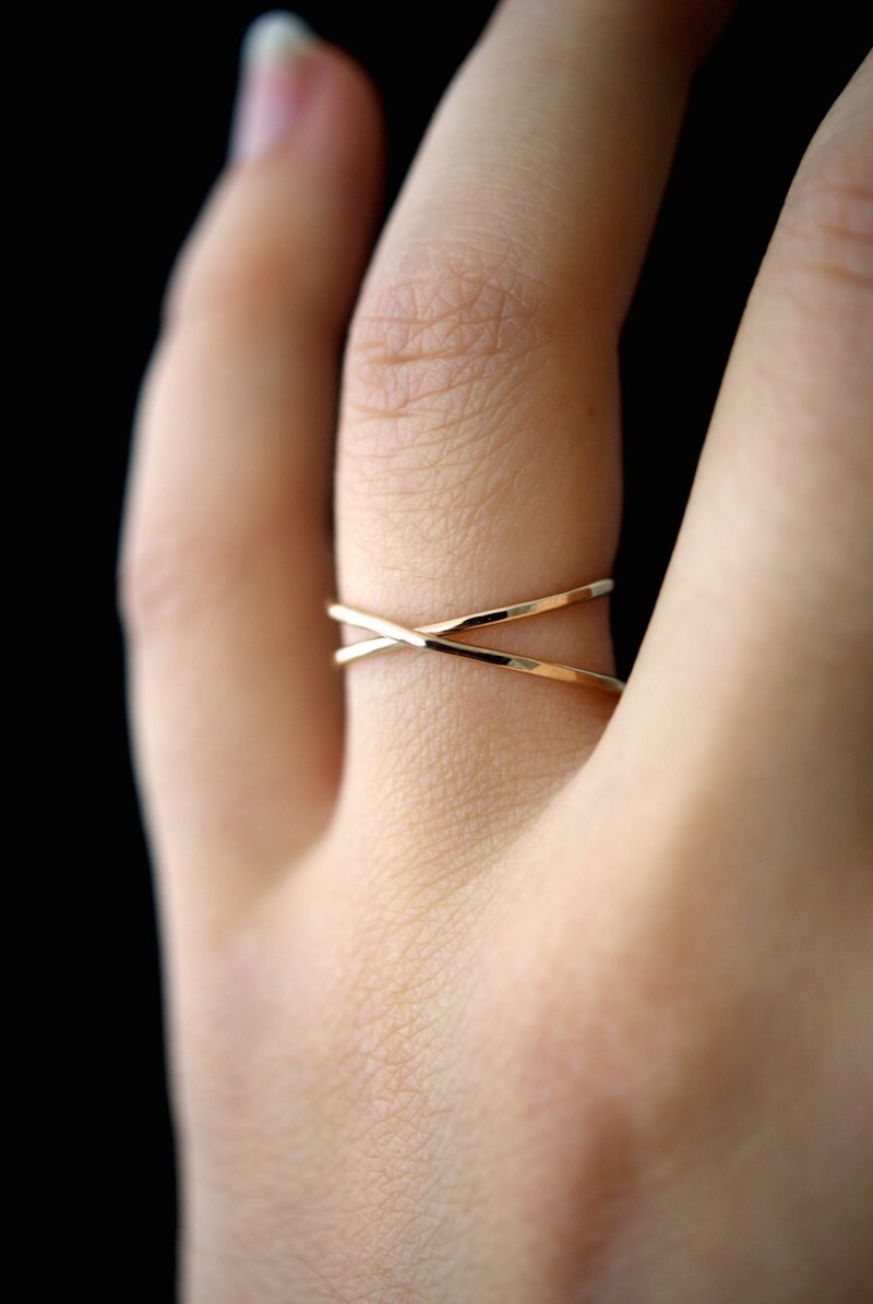 X ring, 14K Gold Fill gold criss cross ring, wrapped gold ring, gold …