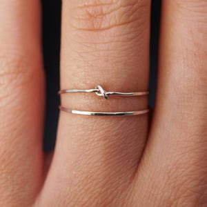 Thin Knot Stacking Set of 2 Rings in 14K Gold fill, Rose Gold or Sterling Silver, stackable, delicate, minimal, tied hammered texture