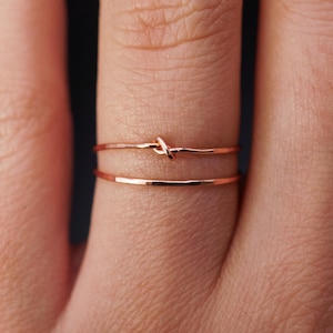 Thin Knot Stacking Set of 2 Rings in 14K Gold fill, Rose Gold or Sterling Silver, stackable, delicate, minimal, tied hammered texture