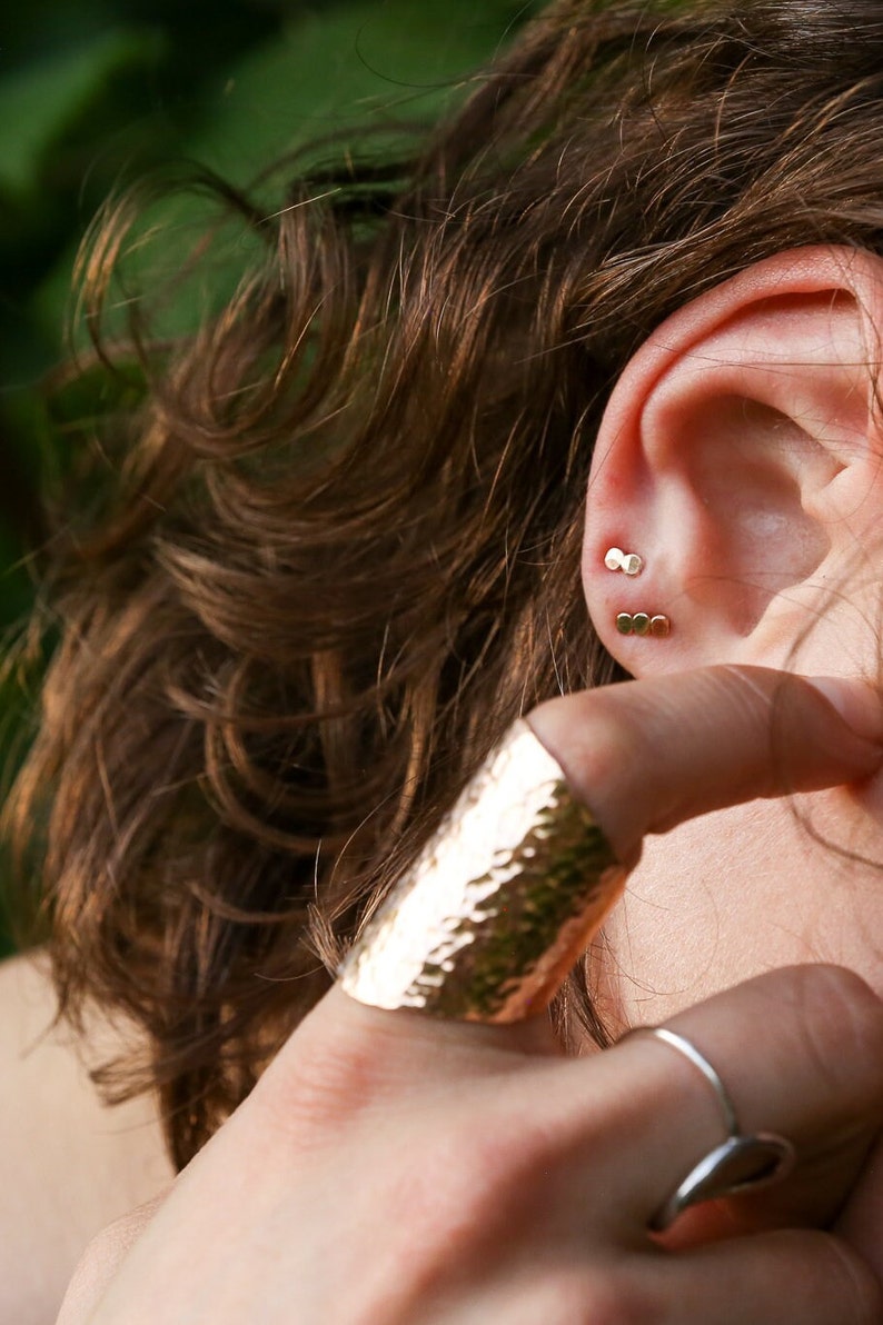 Hammered Bead Stud earrings in 14K Gold fill, Rose Gold Fill or Sterling Silver, minimalist, recycled upcycled, sustainable, gift, pebbles image 4