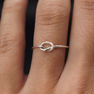 Open Knot Ring, Sterling Silver, delicate ring, silver knot ring, silver stacking ring, delicate knot, bridesmaid, thick or thin, pretzel image 3