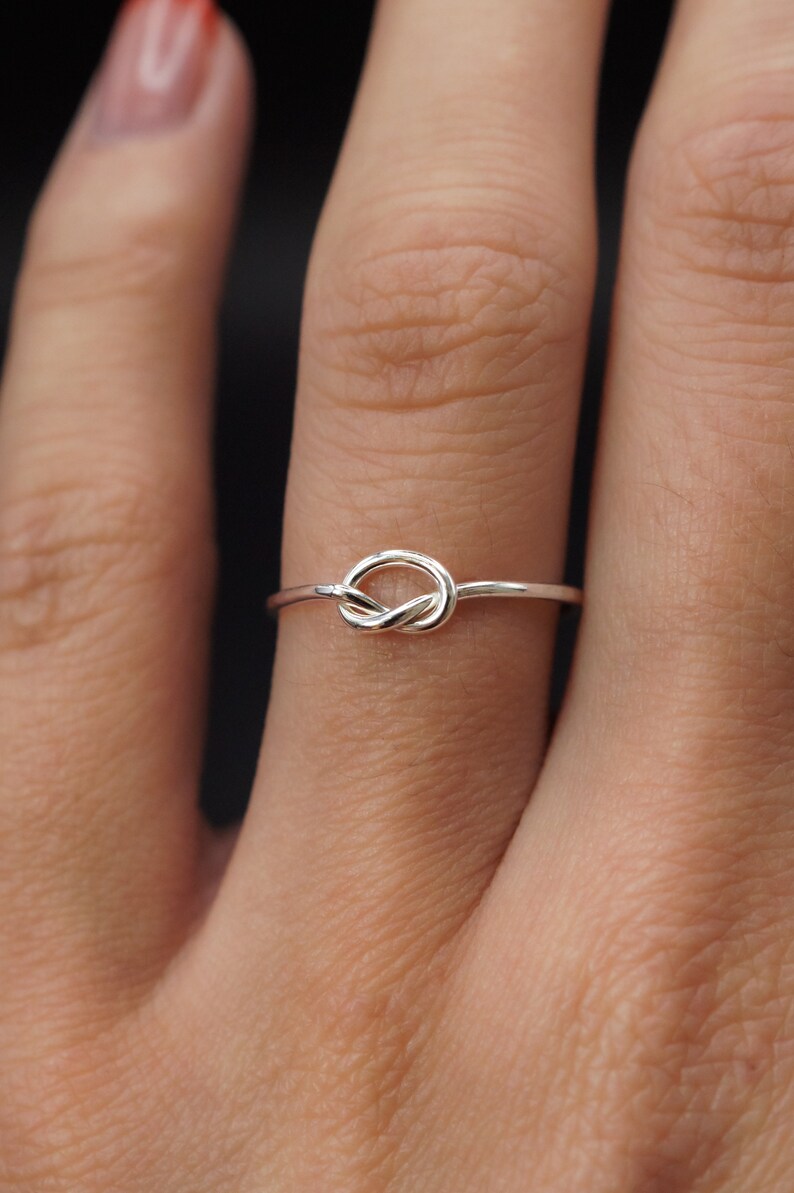 Open Knot Ring, Sterling Silver, delicate ring, silver knot ring, silver stacking ring, delicate knot, bridesmaid, thick or thin, pretzel image 3