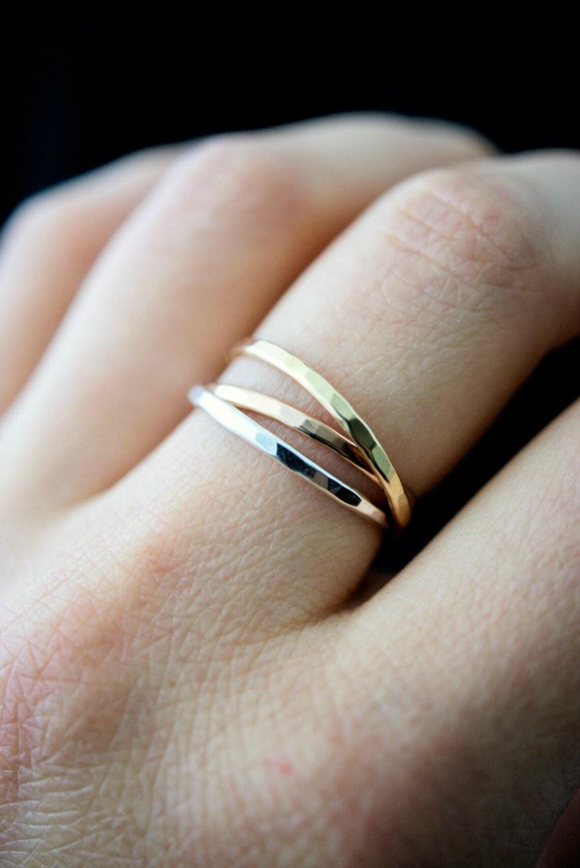 Thin Interlocking Set of 3 Rings Rose Gold Gold Fill Silver | Etsy
