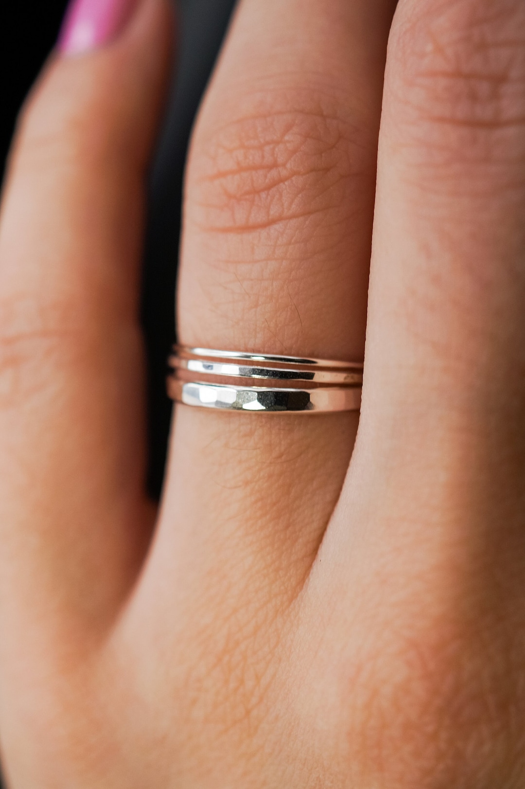 Basic Set of 3 Stacking Rings in Sterling Silver, Stackable, Thin ...