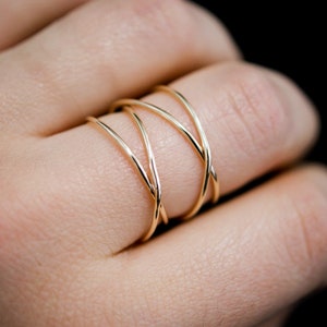 Large Gold Wrap ring, 14K Gold Fill wraparound, gold fill wrapped criss cross, woven ring, infinity, intertwined, overlapping, texture image 9