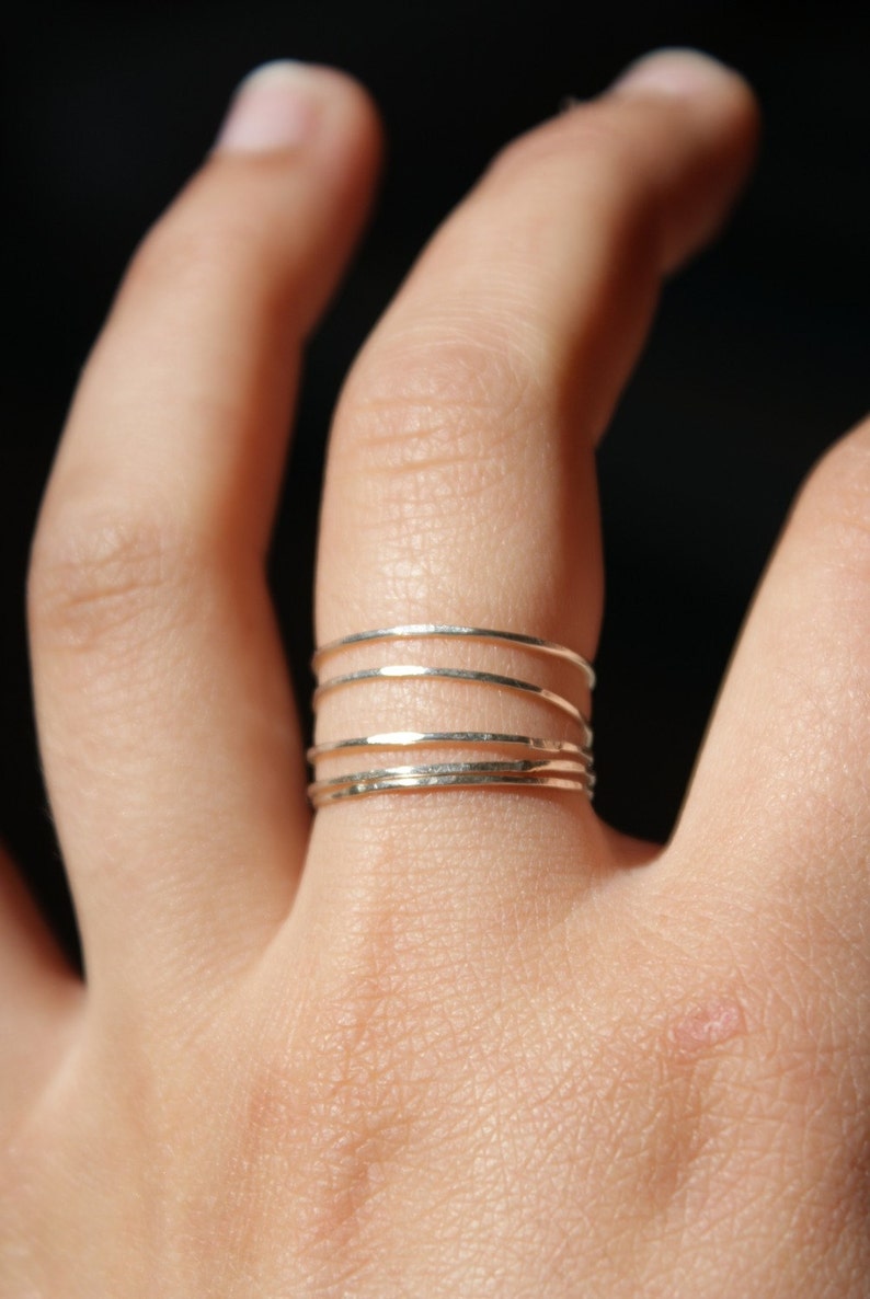 Set of 5 Ultra Thin Stacking Rings, Sterling Silver, skinny silver ring, silver rings, delicate silver ring, stacking ring, set of 5, midi image 7