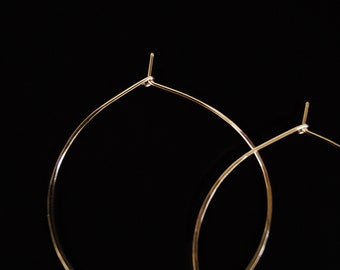 SOLID Classic Threader Hoops, large gold hoop earrings, hammered hoop earrings, thin 14k gold hoop earrings, 2 inch hoop earrings, 14k gold