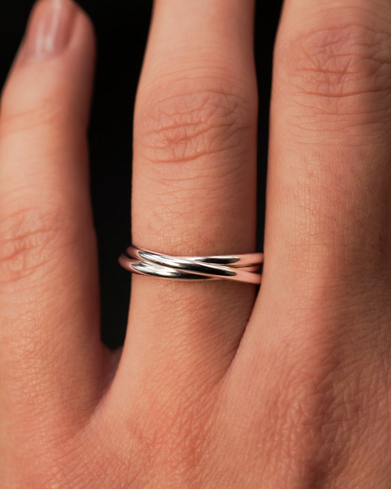 Sterling Silver Thin Three Band Roll Ring Sterling Silver Thin Three Band Roll Ring