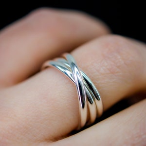 Overlap Ring in Sterling Silver, smooth, bold, unisex, wraparound, thick band, infinity ring, texture, gift, stacked ring, layered, 925