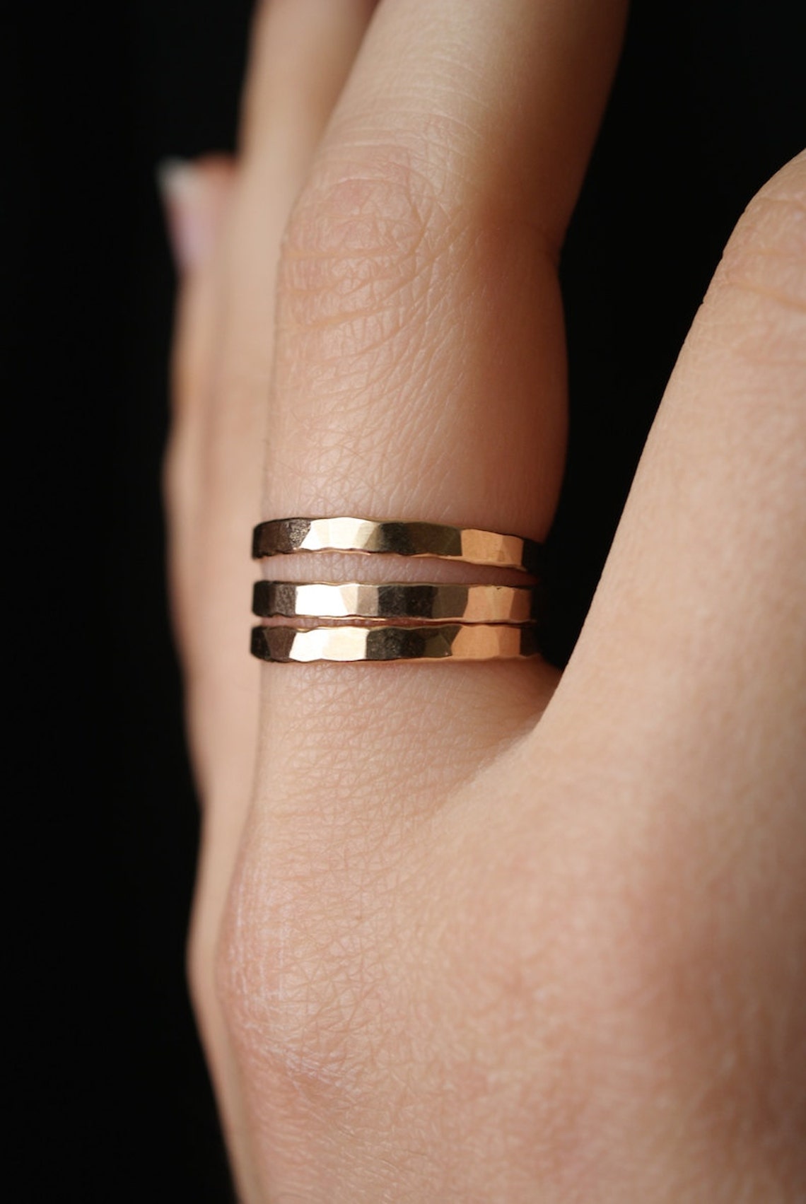 Extra Thick Gold Stack Rings Set of 3 Gold Stack Rings Etsy