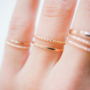 Dainty Rose Gold Stacking Ring Sets, Ultra Thin, Twist Rings, Stacked Sets, Styled, Minimalist Stacking rings, Gold-Filled, Unisex, Textured image 4