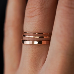 Extra Thick Rose Gold-fill Stack Ring, One Single Rose Gold-fill ring, stackable, thick, hammered rose gold fill band, new smooth finish image 6