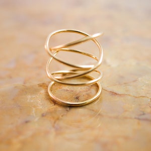 Thick Extra Large Gold Wrap Ring, Smooth Finish, wrapped criss cross ring, woven ring, infinity, intertwined, overlapping, minimal statement image 3