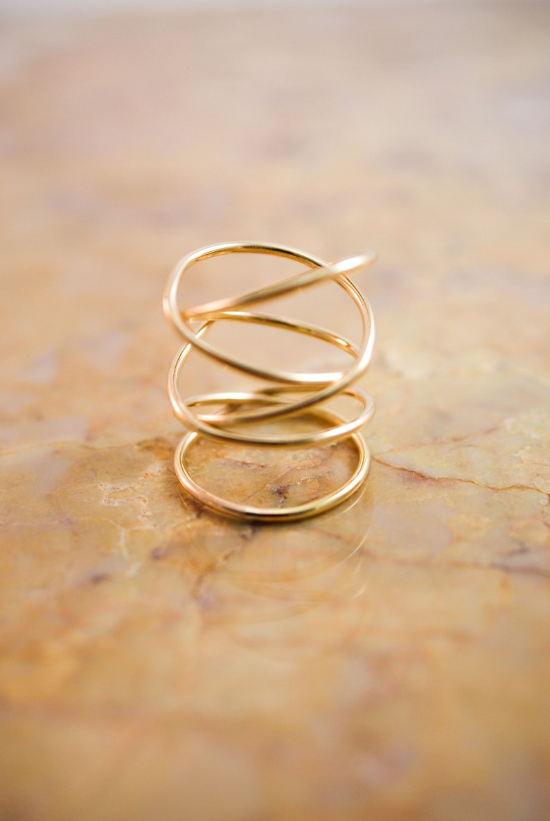 Thick Extra Large Gold Wrap Ring, Smooth Finish, wrapped criss cross ring, woven ring, infinity, intertwined, overlapping, minimal statement image 3