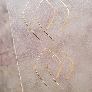 Teardrop Threader Hoops in 14K Gold fill, Rose Gold fill or Sterling Silver, Threadable Hoop Earrings, Minimalist Hammered, Reg or Mini image 2