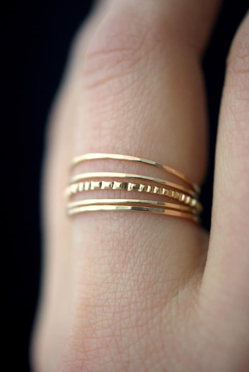 Ultra Thin Gold Lined stacking ring set gold stack ring gold | Etsy