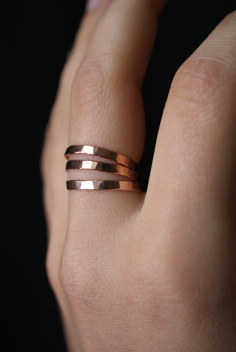 Rose Gold Stack Rings Set of 3 Rose Gold Stack Rings - Etsy