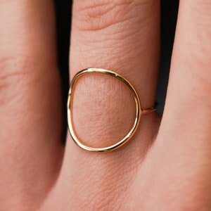 Circle Ring in 14K Gold Fill, gold circle ring, skinny or thick gold circle ring, 14k gold fill circle ring, hammered gold infinity ring image 1