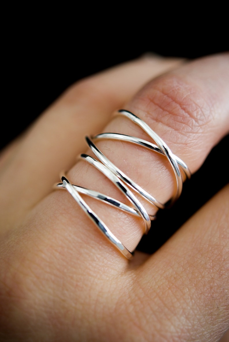 Wraparound Ring, 925 Sterling Silver wrap ring, wrapped criss cross ring, woven ring, infinity, intertwined, overlapping, texture image 8